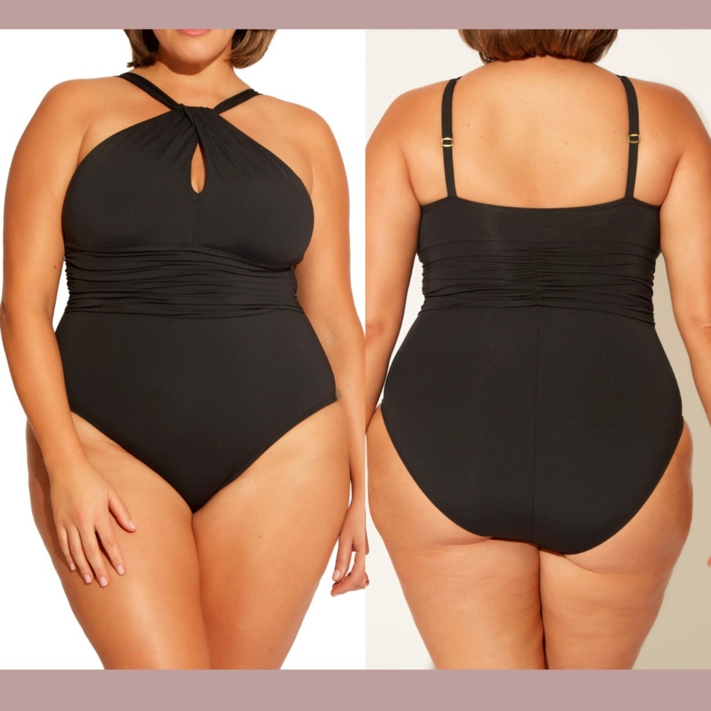 NWT Bleu by Rod Beattie [ 20W ] Urban‎ Goddess Keyhole One-Piece Swimsuit